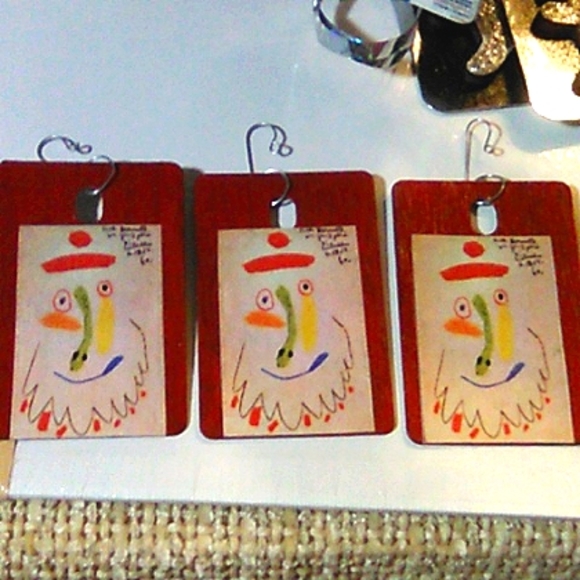 NEW Pablo Picasso Handcrafted 3 Piece Ornament Set! Santa! - Picture 1 of 6